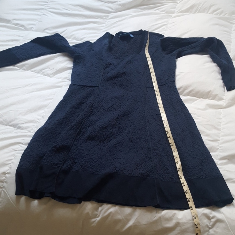 🌻3/10!Vera Wang fit and flare jacquard navy dress